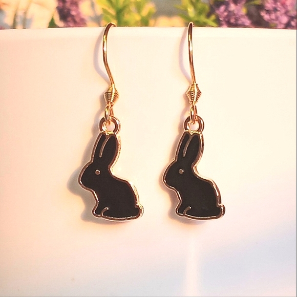 Hand Crafted Other - Dainty Small Black Bunny Earrings